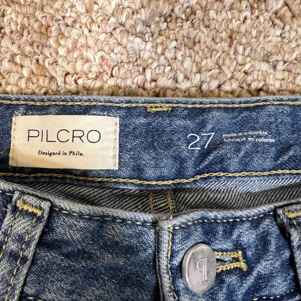 Pilcro Anthropologie High Rise Wide Leg Distressed Jeans Medium Wash Size 27